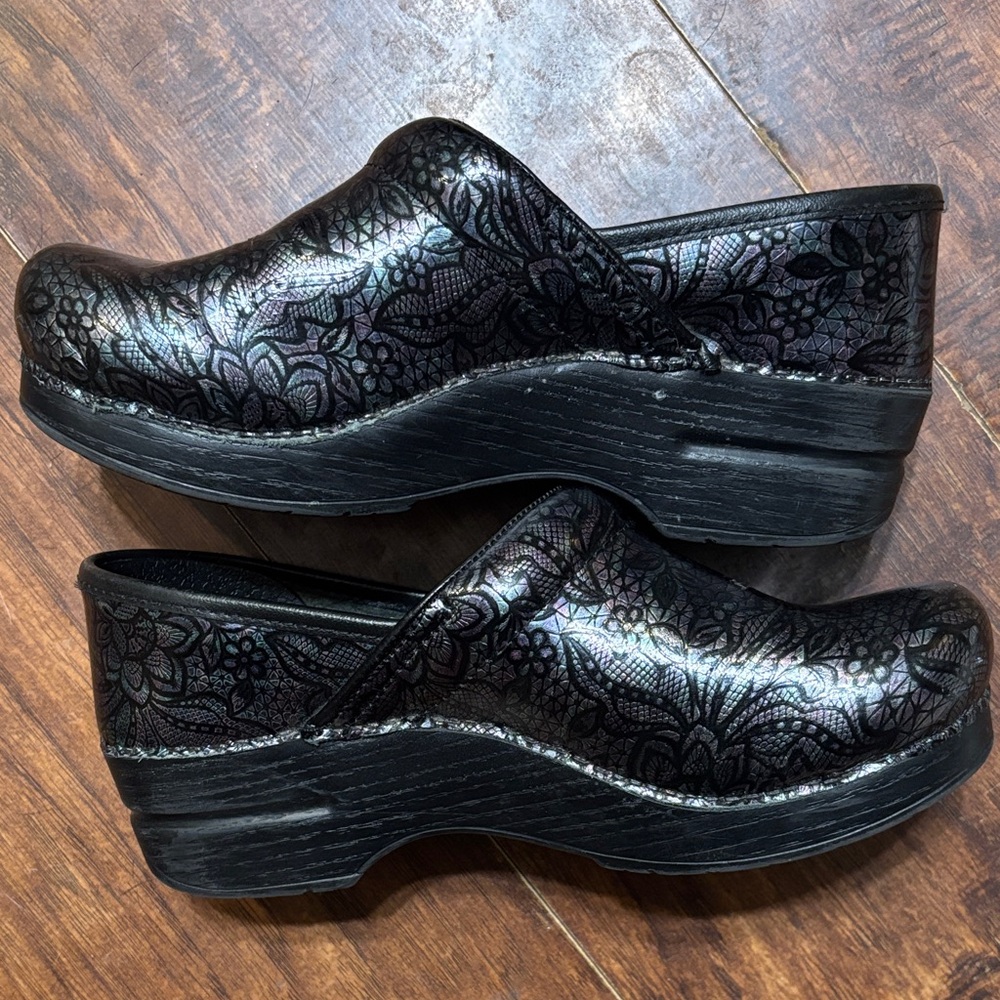 Dansko Black Patterned Clogs - Picture 2 of 2